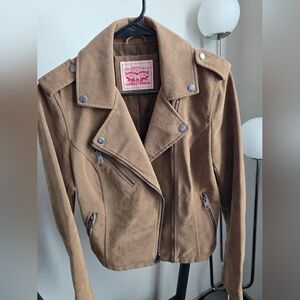 Levi's Brown Leather Jacket Asymmetrical Zipper